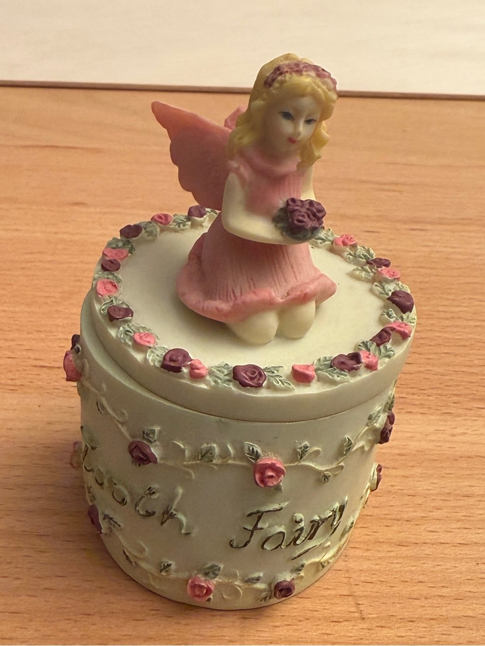 1993 Dezine Tooth Fairy Treasure Trinket Box Hand Painted